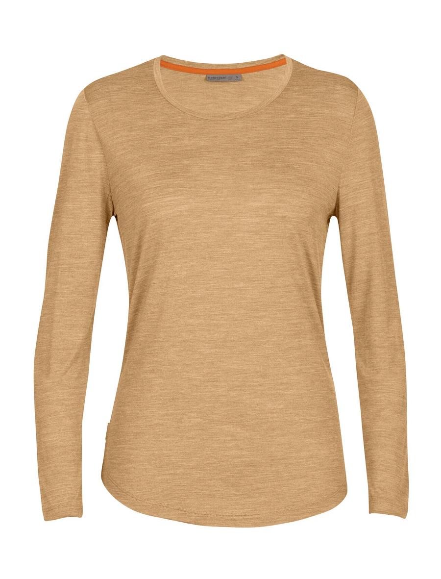 Women's Icebreaker Merino Sphere II T-Shirt Long Sleeve Clove Heather | CA 1305AHKP